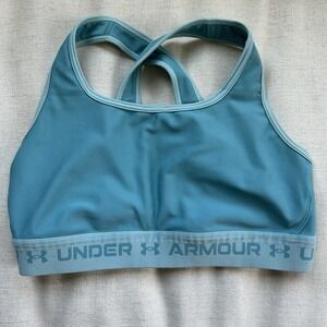 UnderArmour UA Cross back Sports Bra Logo‎ Band Teal Size M